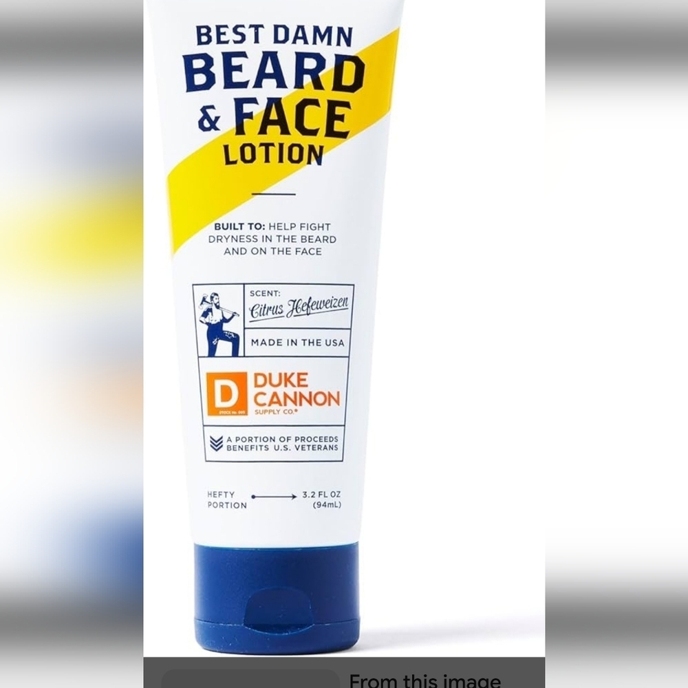 Best Damn Beard & Face Lotion - White 3.2 fl oz Tube Dad Father Husband